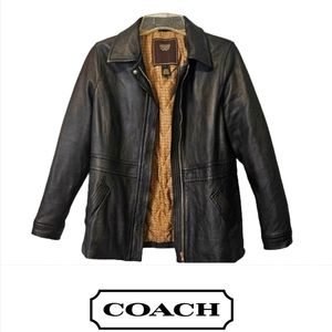 Coach black leather zipper front jacket
